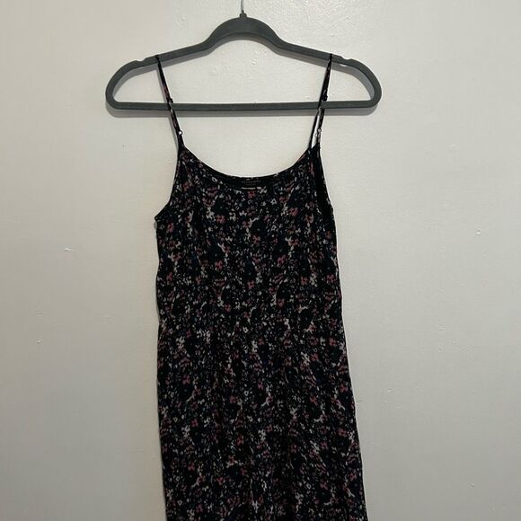 AllSaints Black Floral Silk Midi Dress Size M Fairy Whimsical Goth Grunge Dark - Picture 2 of 10